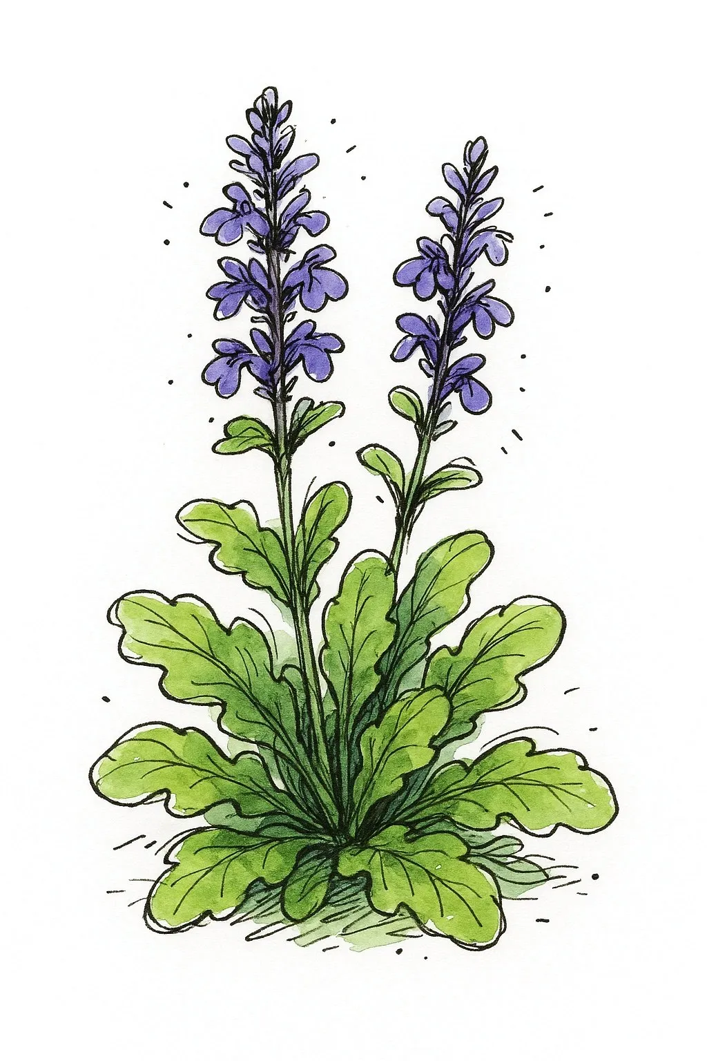 Aquarel van kruipend zenegroen