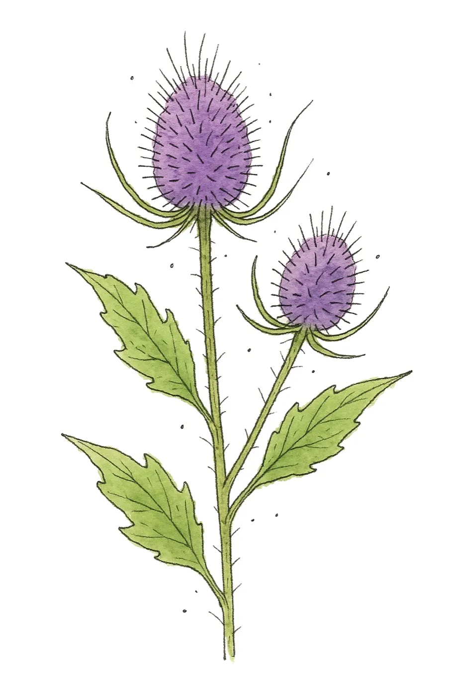 Aquarel van grote kaardenbol