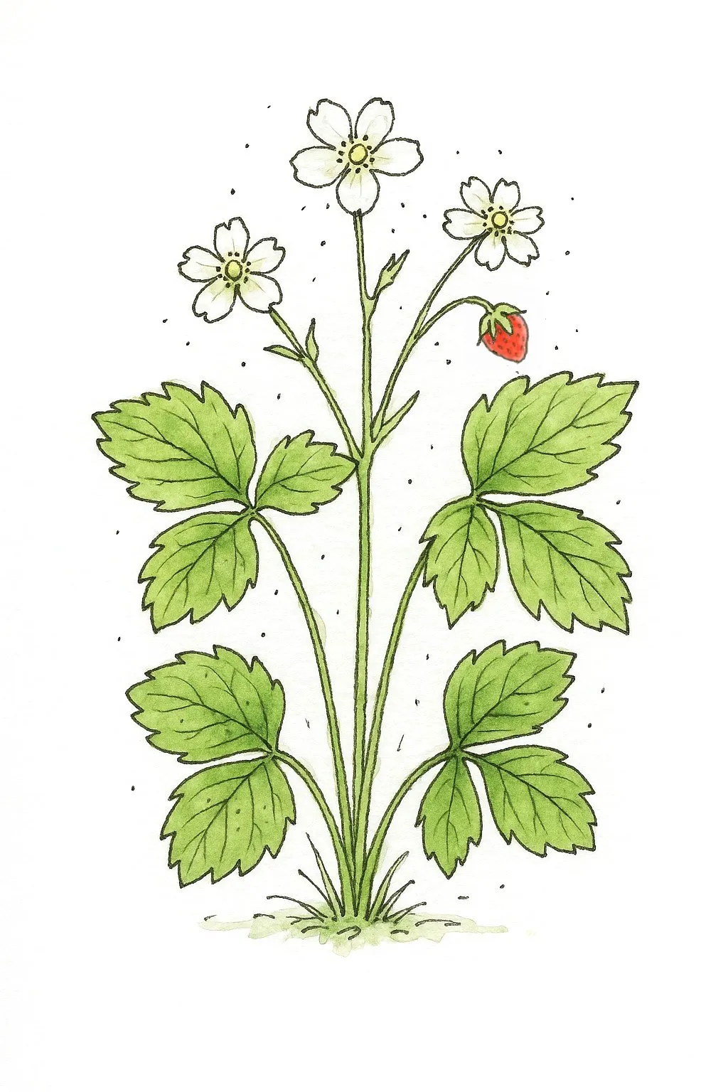 Aquarel van bosaardbei