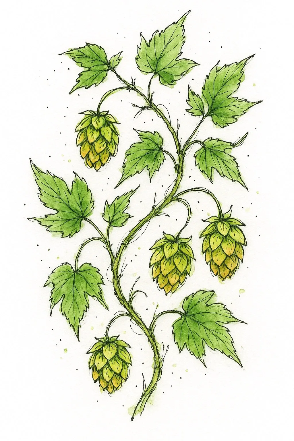 Aquarel van hop