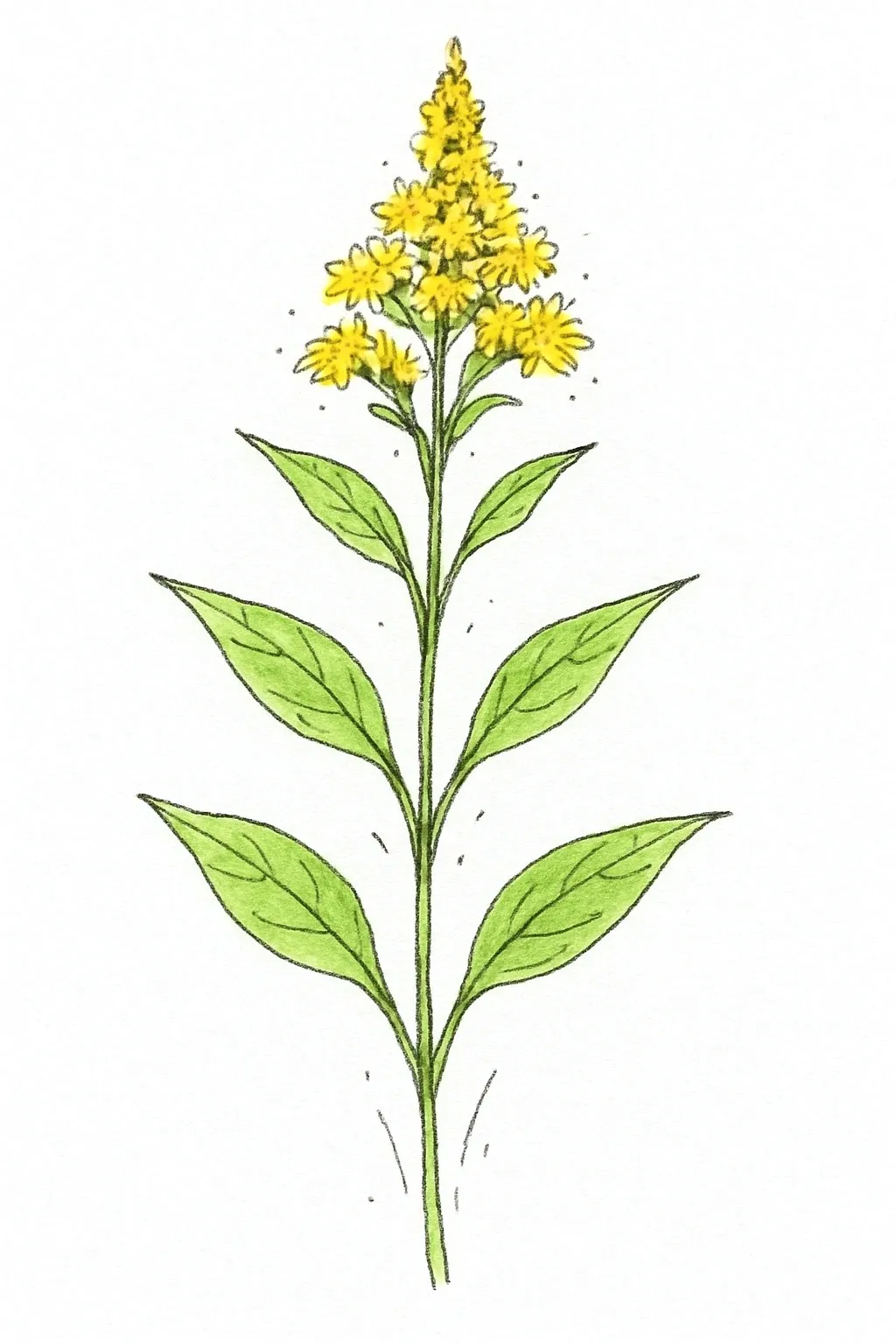 Aquarel van echte guldenroede