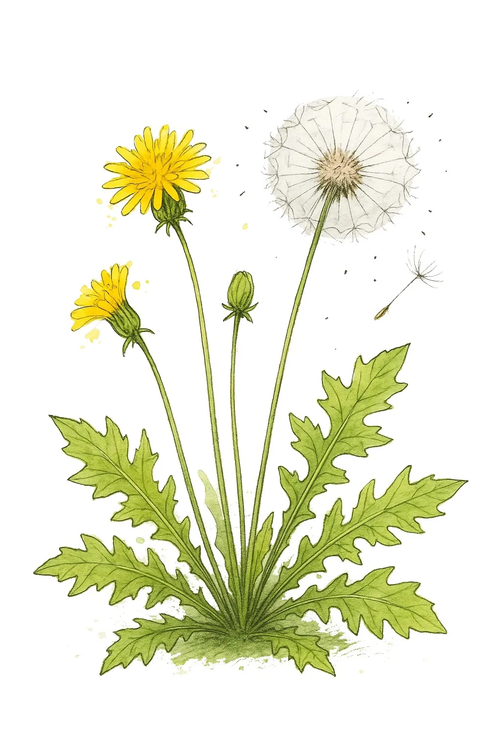 Aquarel van paardenbloem