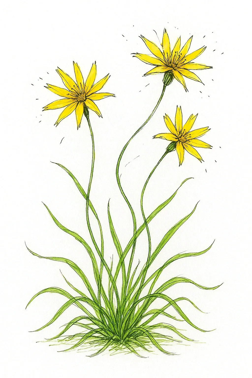 Aquarel van gele morgenster